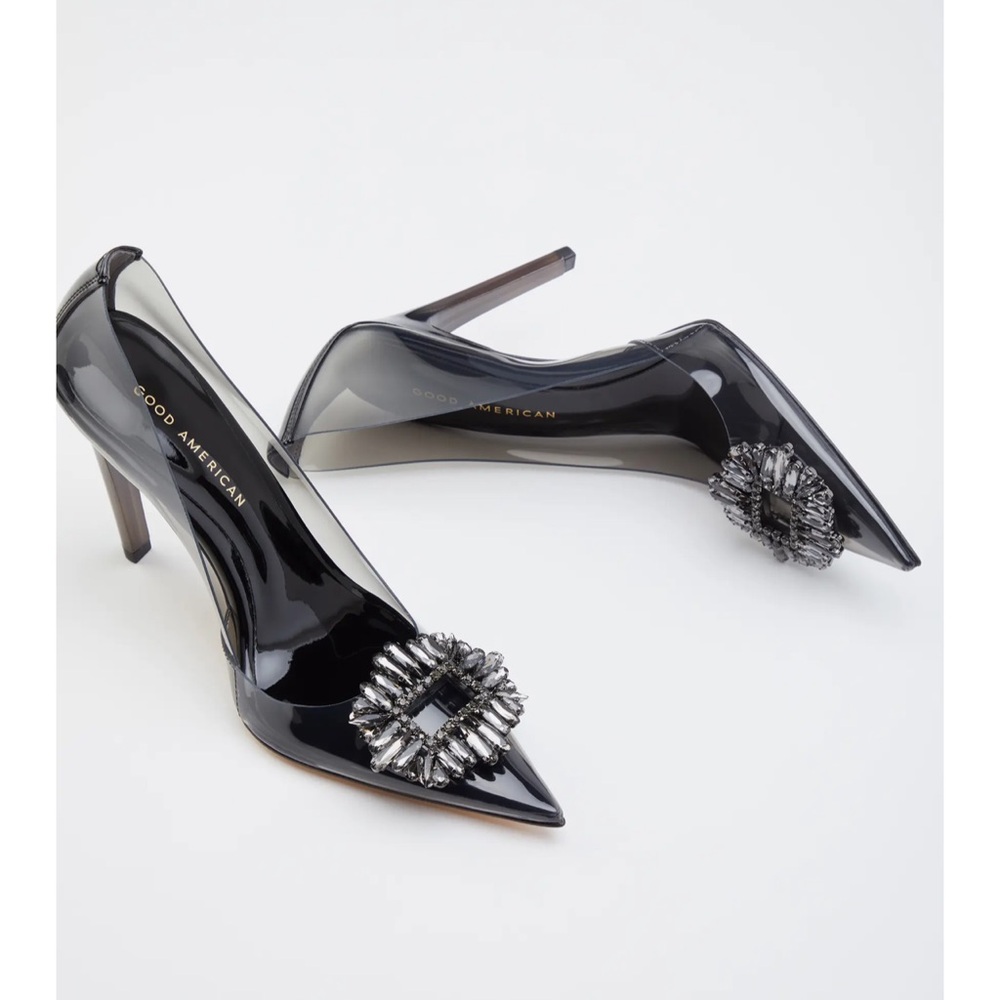 Good American Cinderella Lucite Pumps - Light Smoke